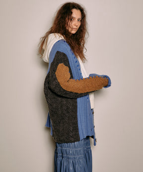 【SALE】Hand Stitch Multi Combination  Knit Cardigan