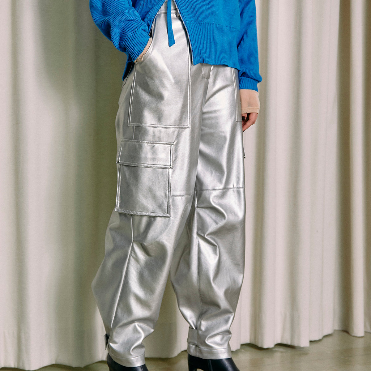 SALE】Leather Cargo Pants 