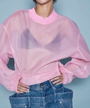 See-Through Side Zip Pullover