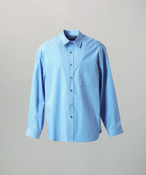 Airy Striped Gabardine Prime-Over Short-sleeved Shirt