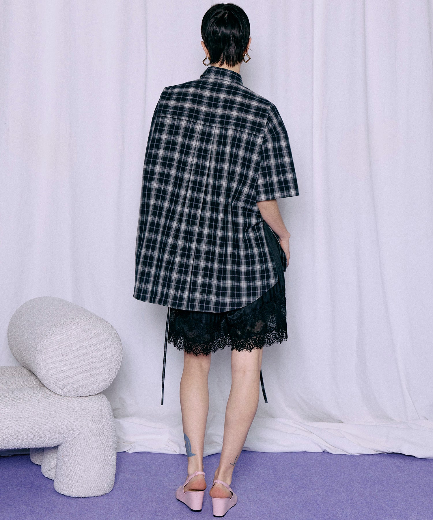 【2026Summer PRE-ORDER】Shadow Stripe Lace Shorts