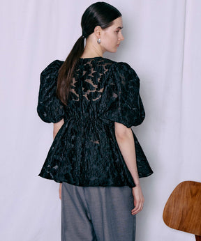 [2026Summer PRE-ORDER] Sheer Flower Jacquard Blouse