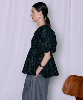 [2026Summer PRE-ORDER] Sheer Flower Jacquard Blouse