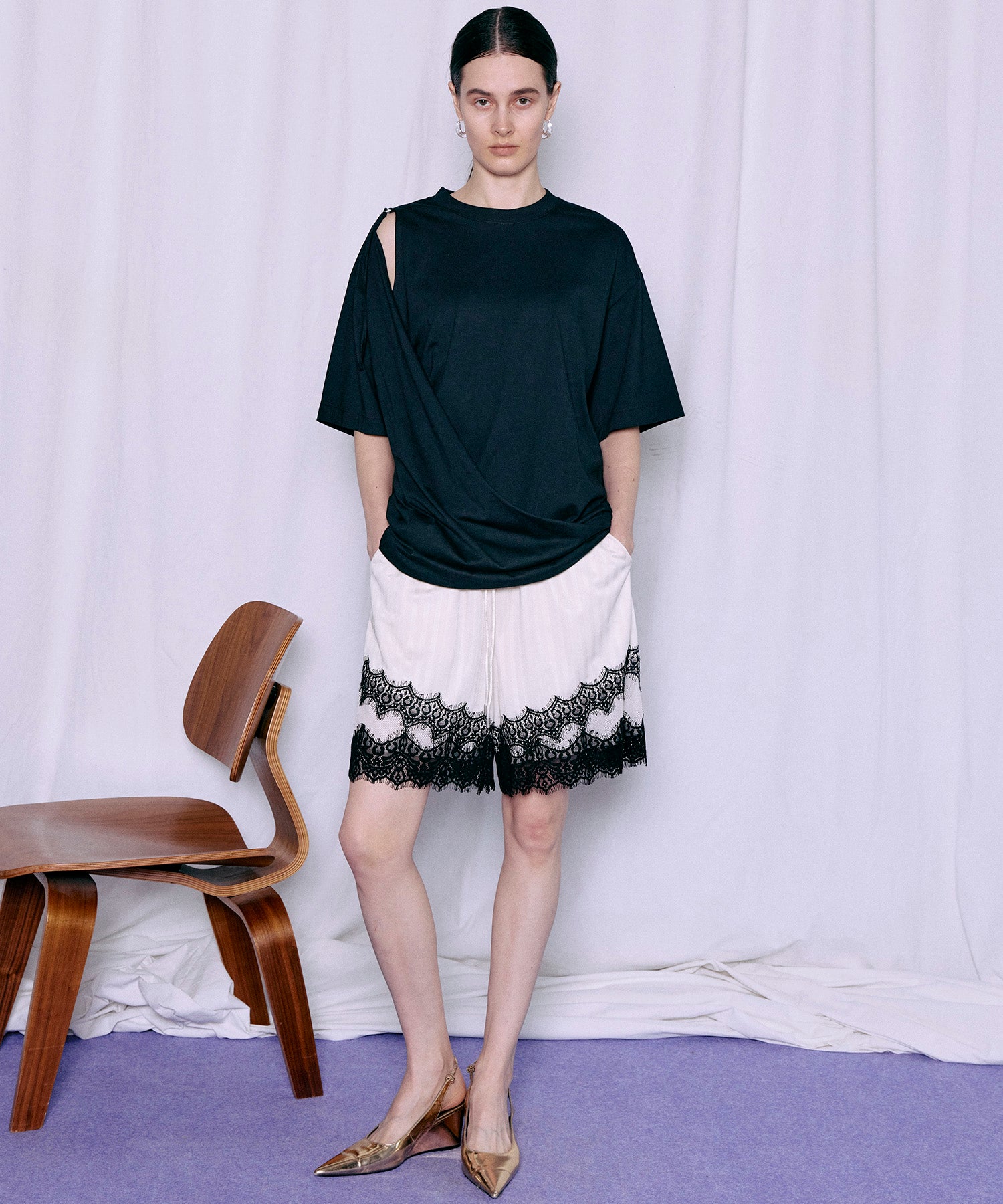【2026Summer PRE-ORDER】Shadow Stripe Lace Shorts