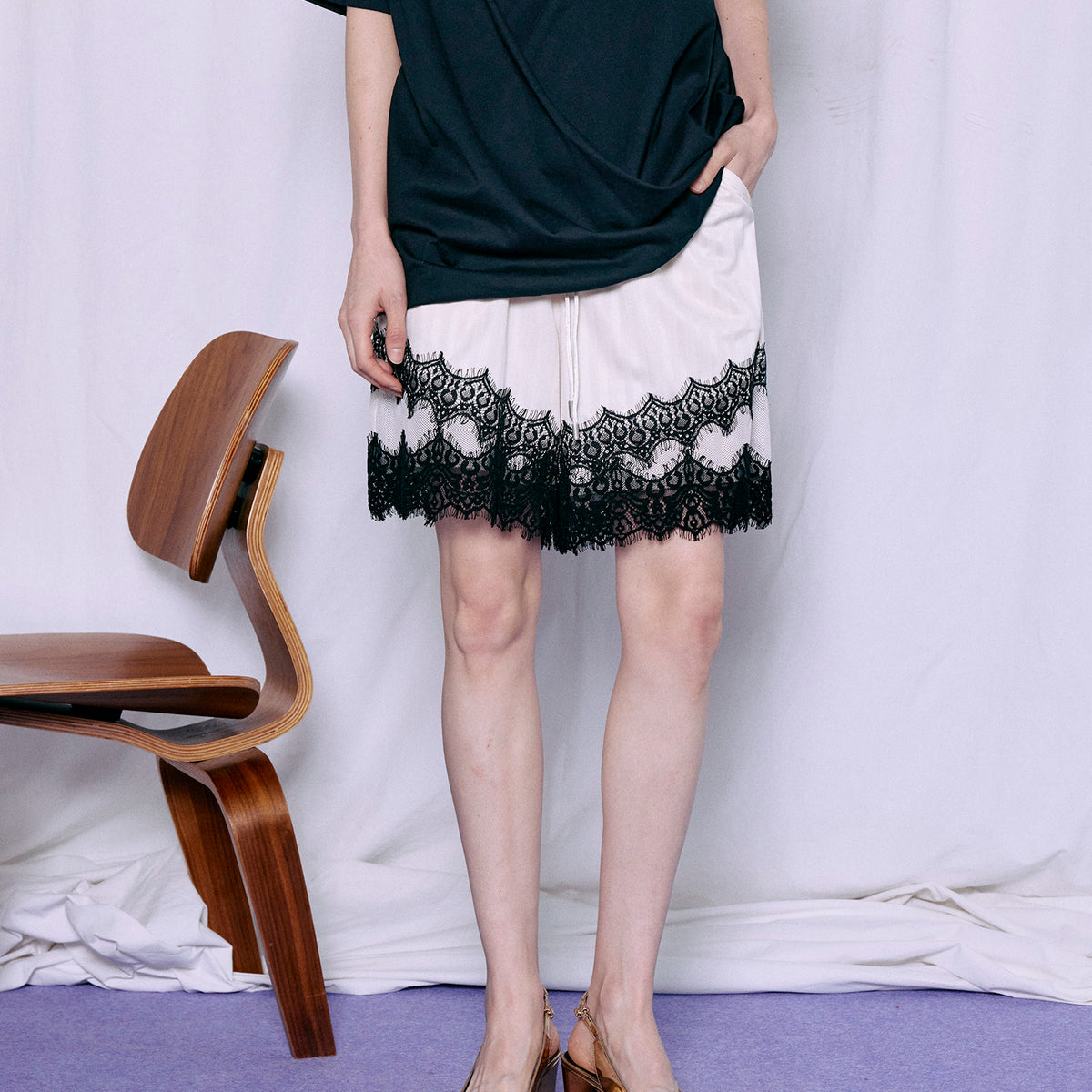 Shadow Stripe Lace Shorts