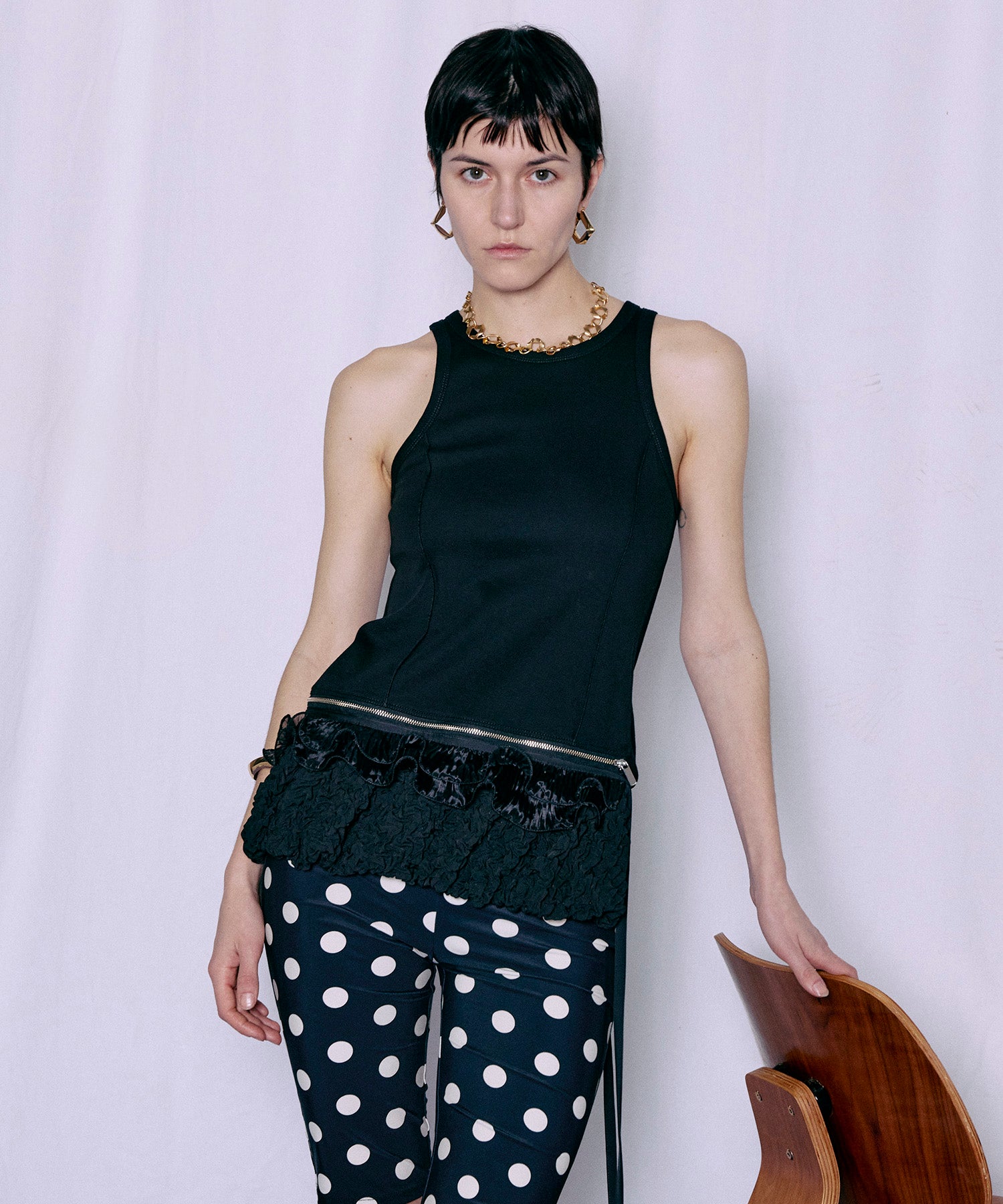 【新品】bordersatbalcony BALLOON PEPLUM TANK 2WAY Balloon Peplum Tank Top