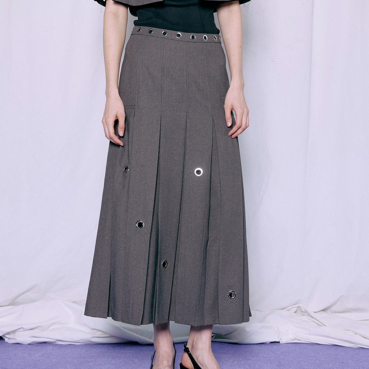 ボトムス Eyelet Popcorn Skating Skirt Eyelet Pleated Skirt