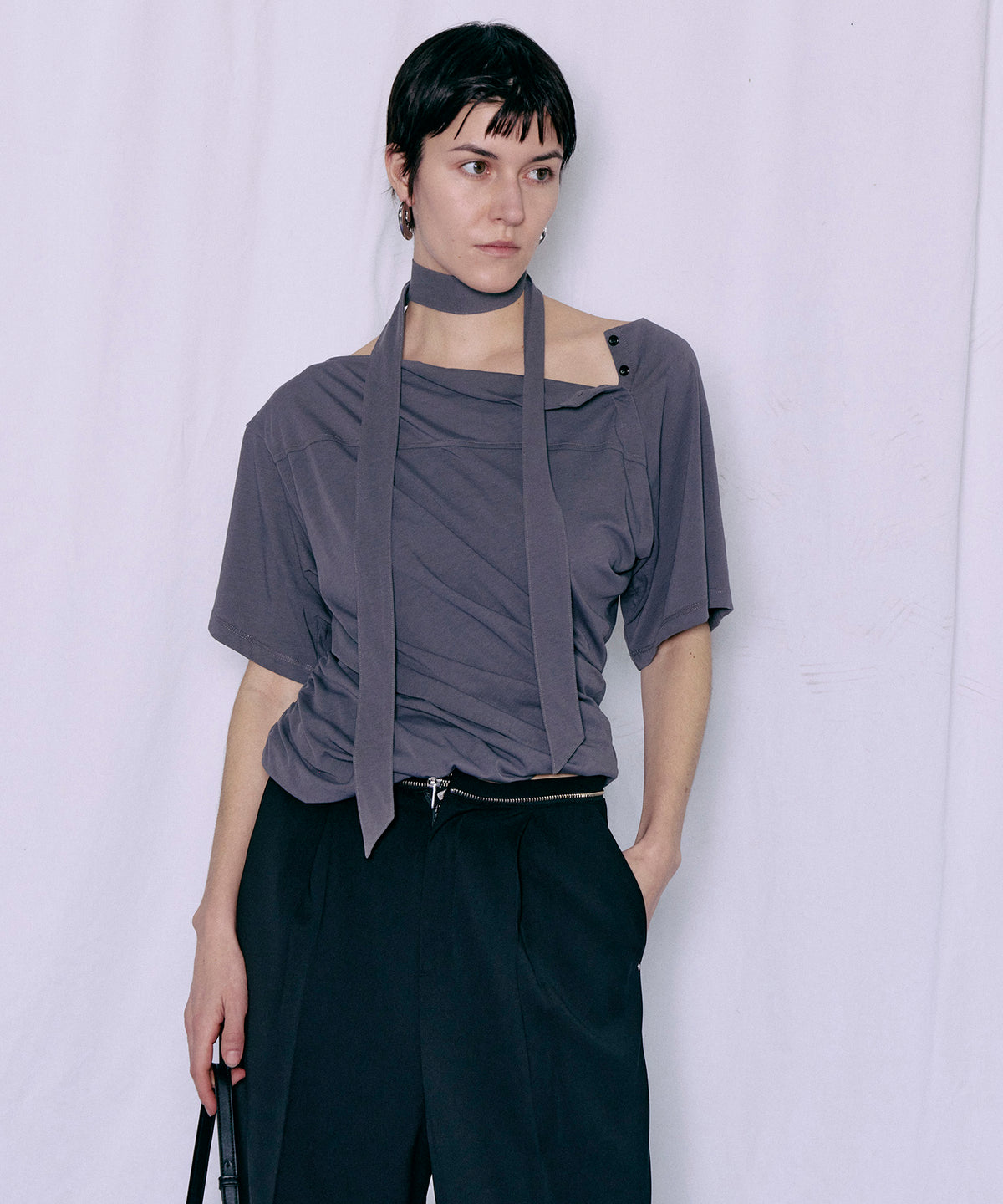 Tie Detail 2WAY Twist T-Shirt