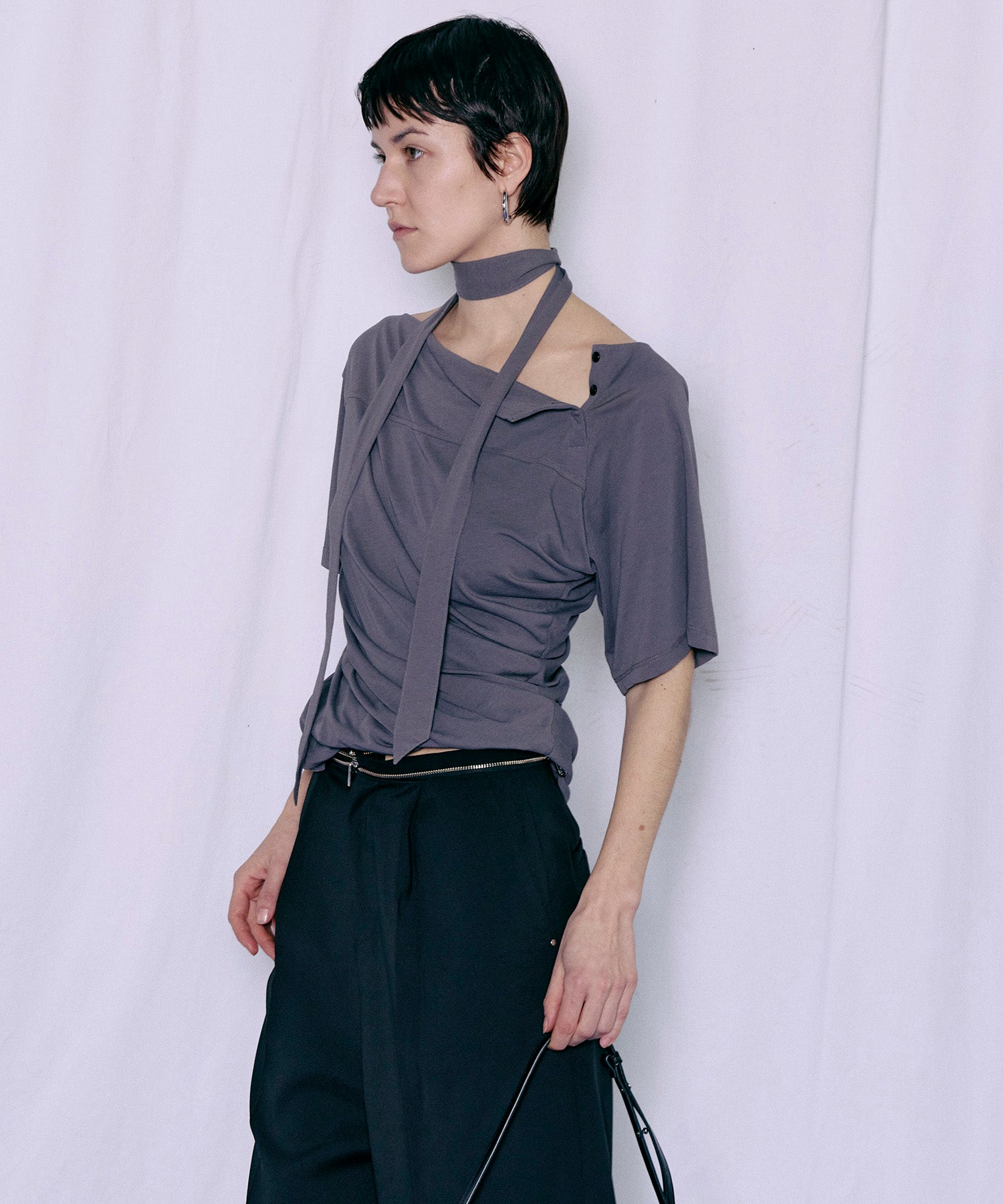 Tie Detail 2WAY Twist T-Shirt