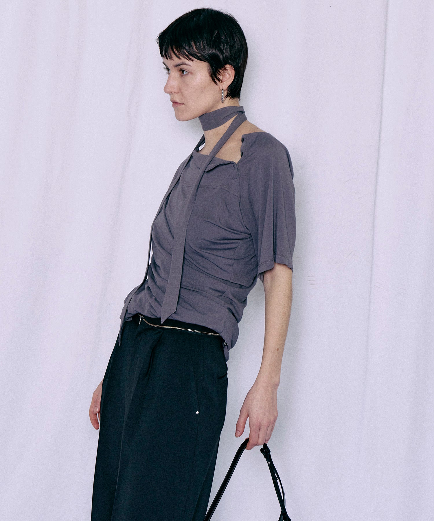 Tie Detail 2WAY Twist T-Shirt