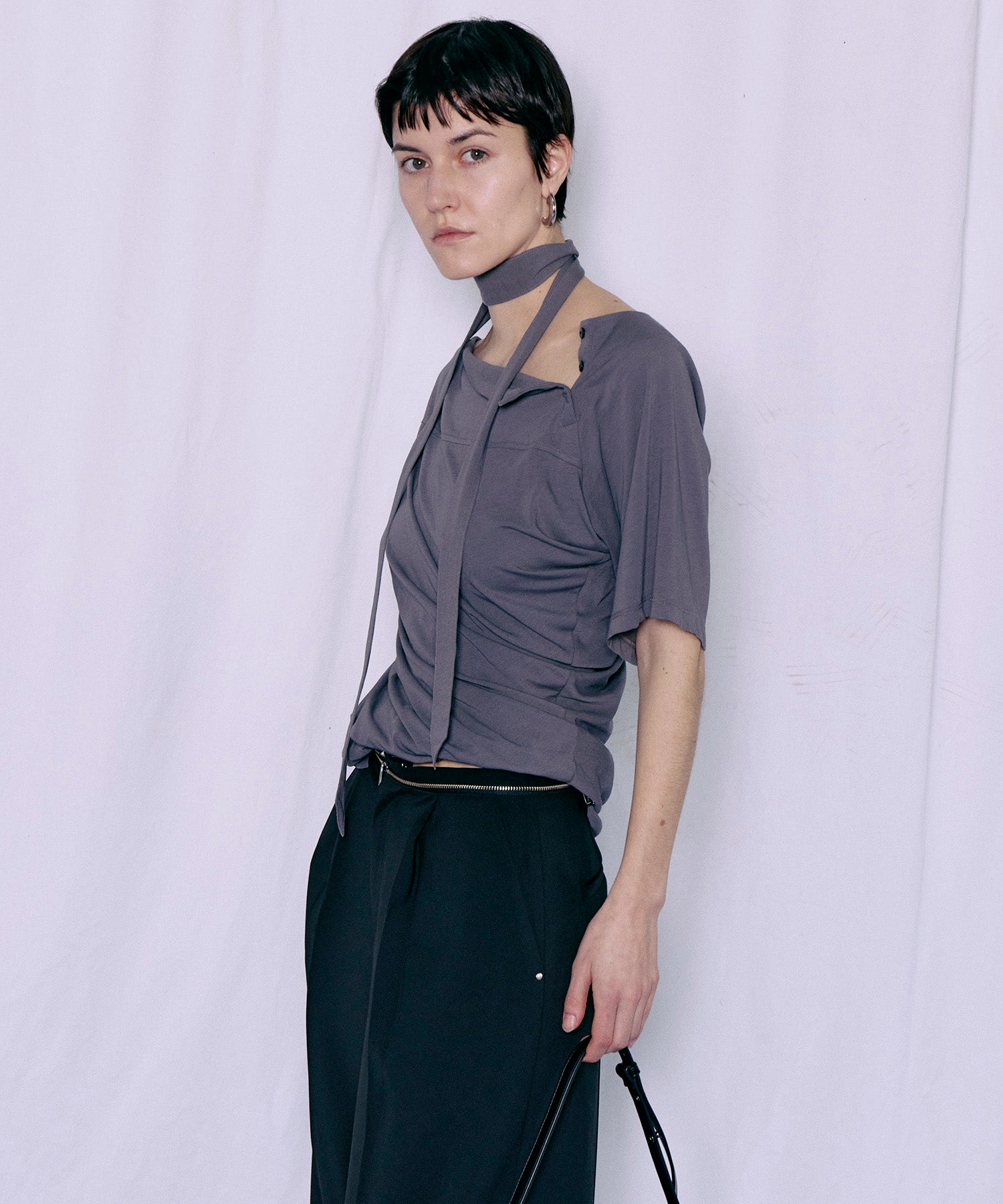 Tie Detail 2WAY Twist T-Shirt