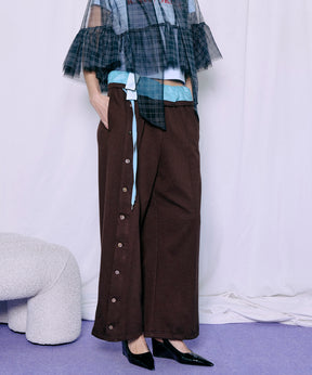 Button Slit Turn-Back Sweat Pants