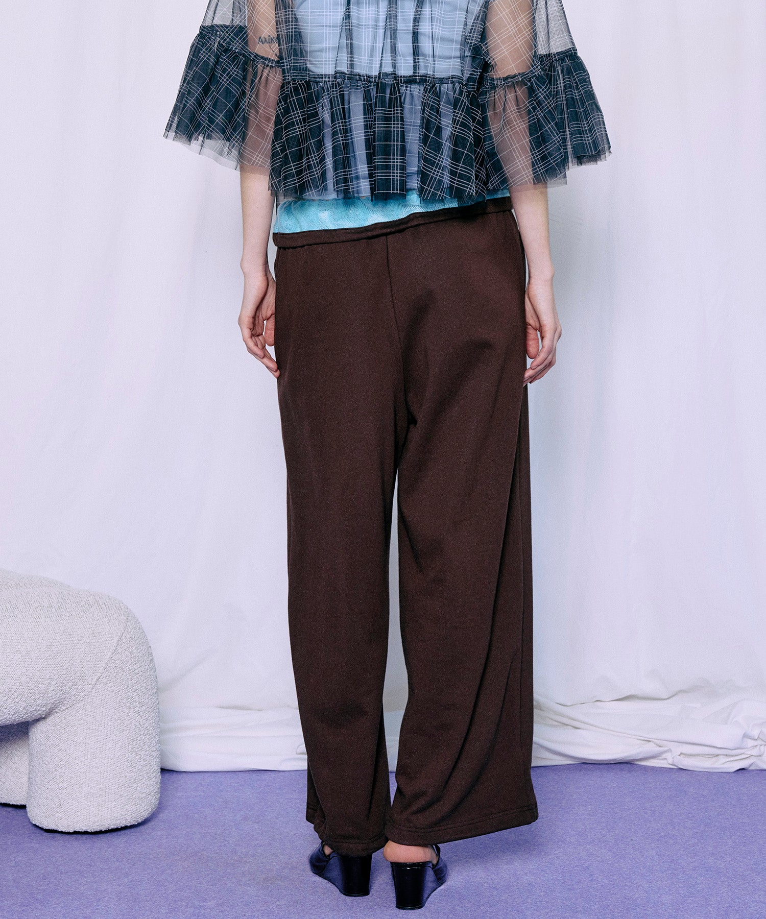 Button Slit Turn-Back Sweat Pants