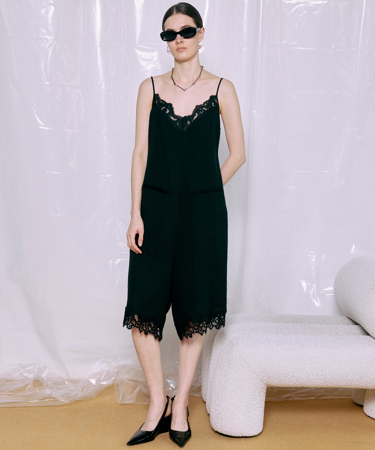 【2026Summer PRE-ORDER】Lace Trim Short Jumpsuit