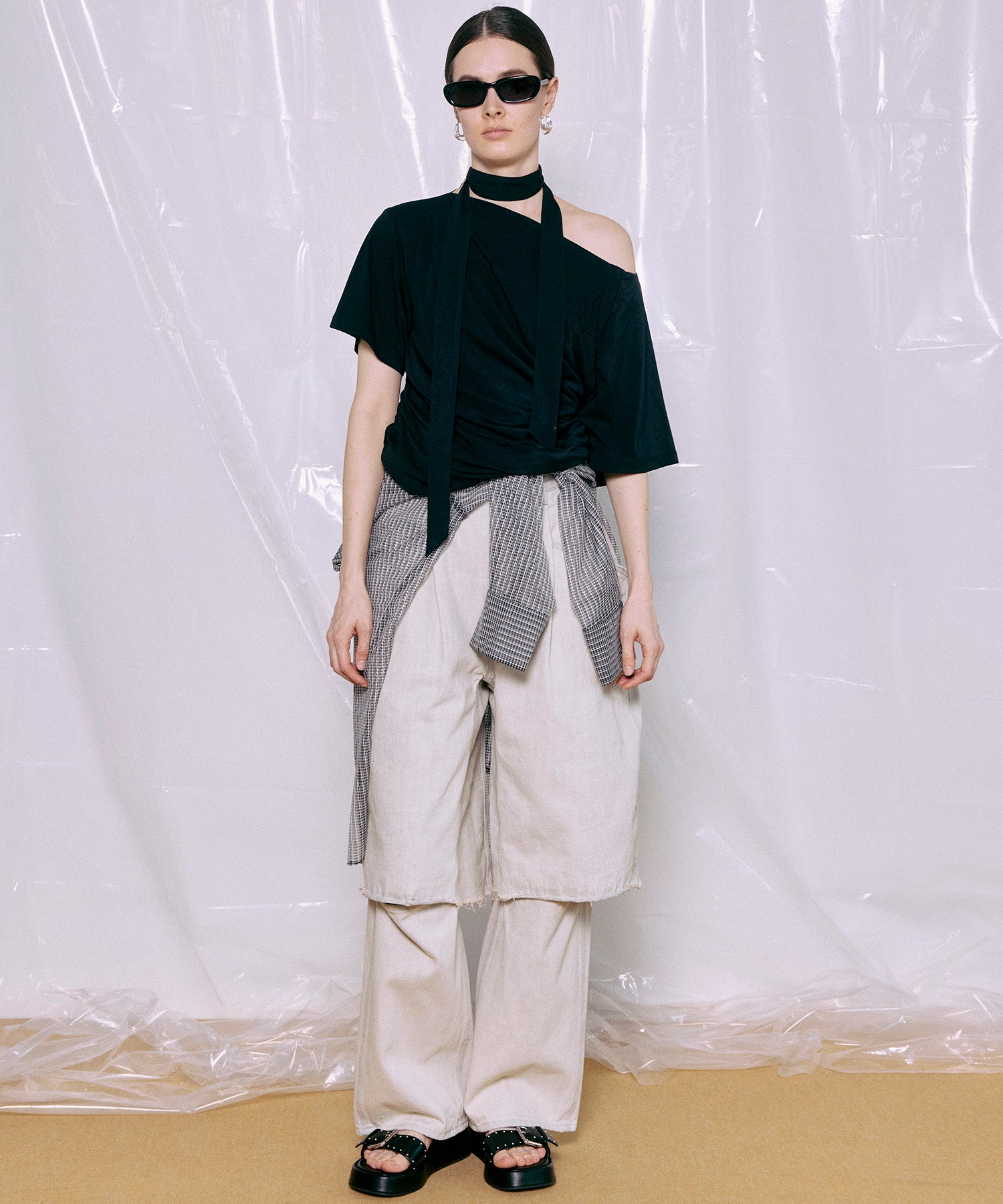 Tie Detail 2WAY Twist T-Shirt