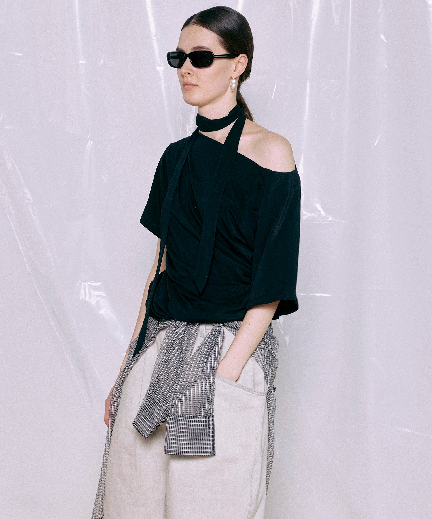 Tie Detail 2WAY Twist T-Shirt