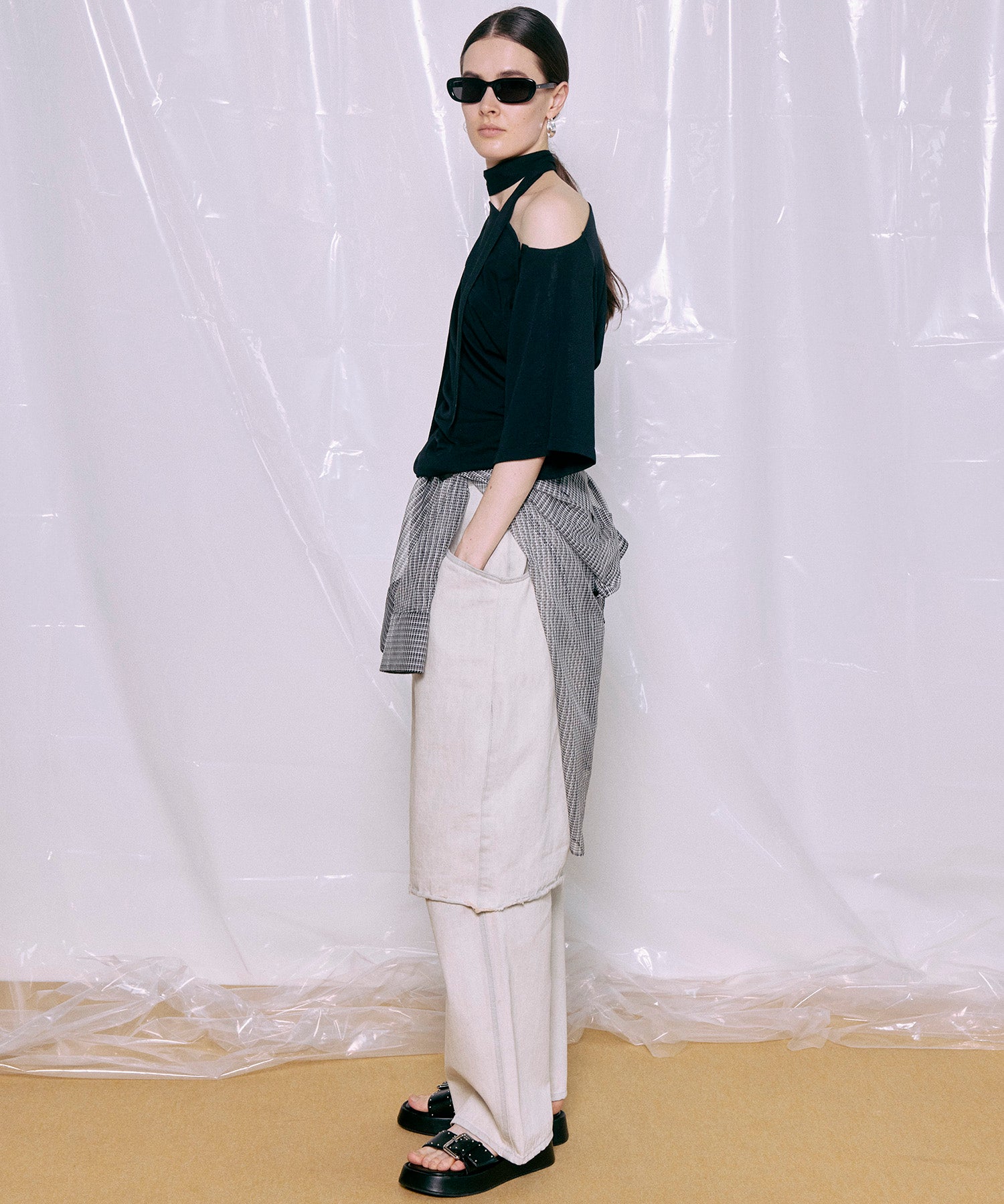 Tie Detail 2WAY Twist T-Shirt