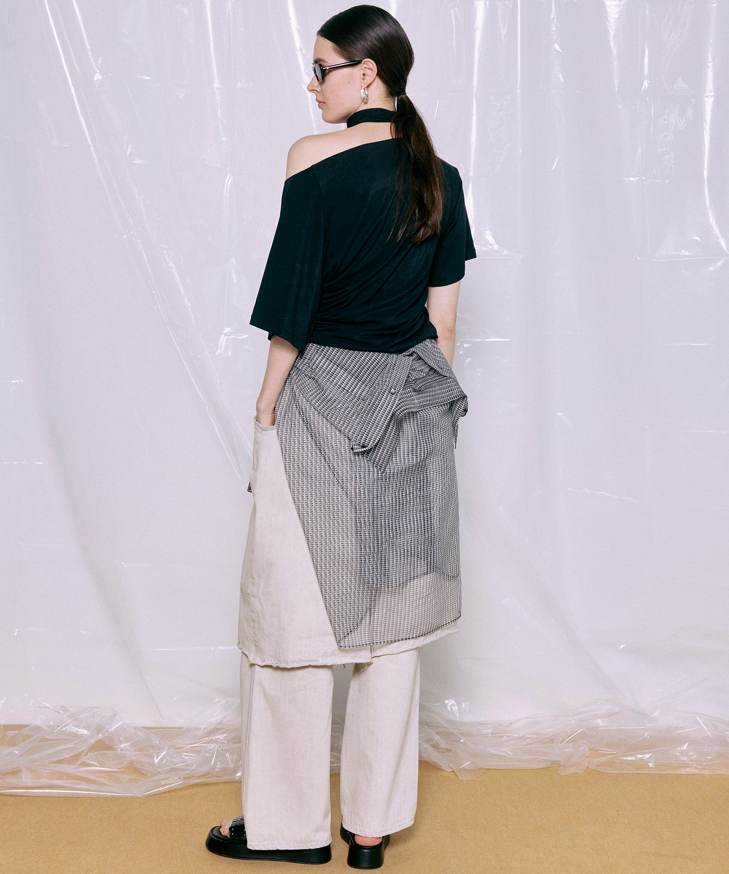 Layered Denim Pants