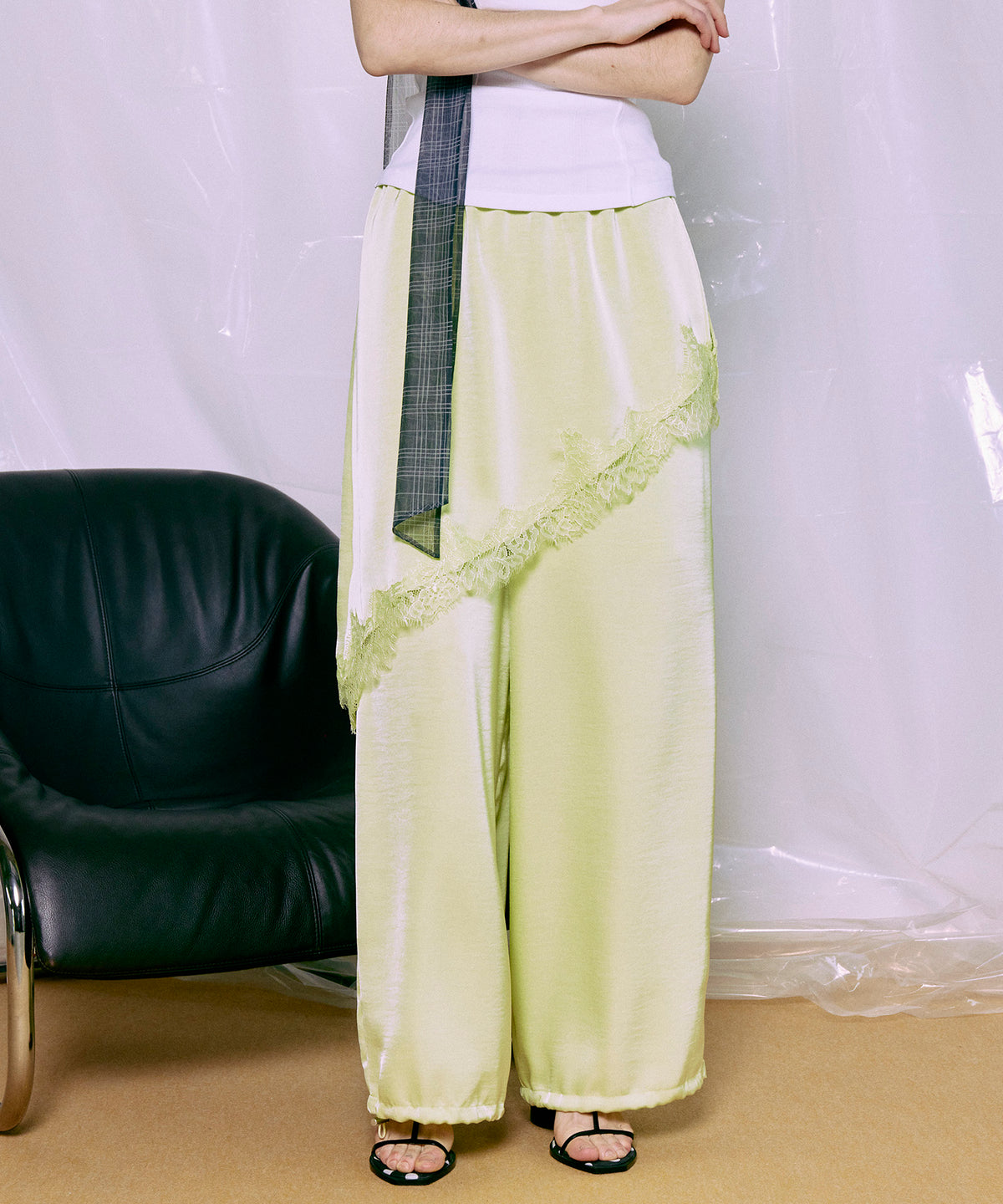 【PRE-ORDER】Wrap Satin Lace Pants