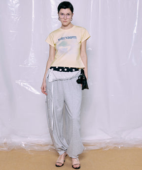 Button Slit Turn-Back Sweat Pants