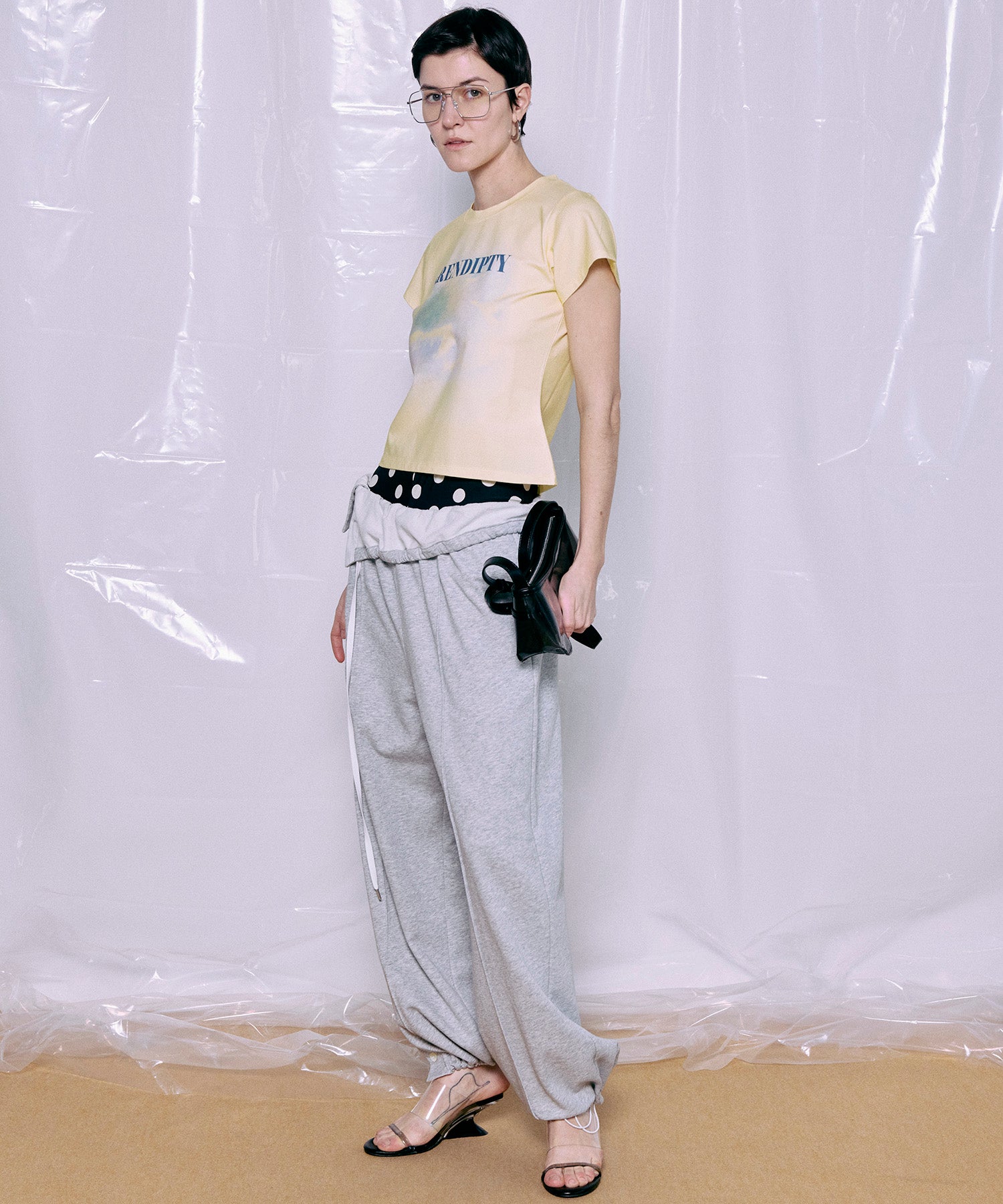 Button Slit Turn-Back Sweat Pants