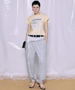 Button Slit Turn-Back Sweat Pants