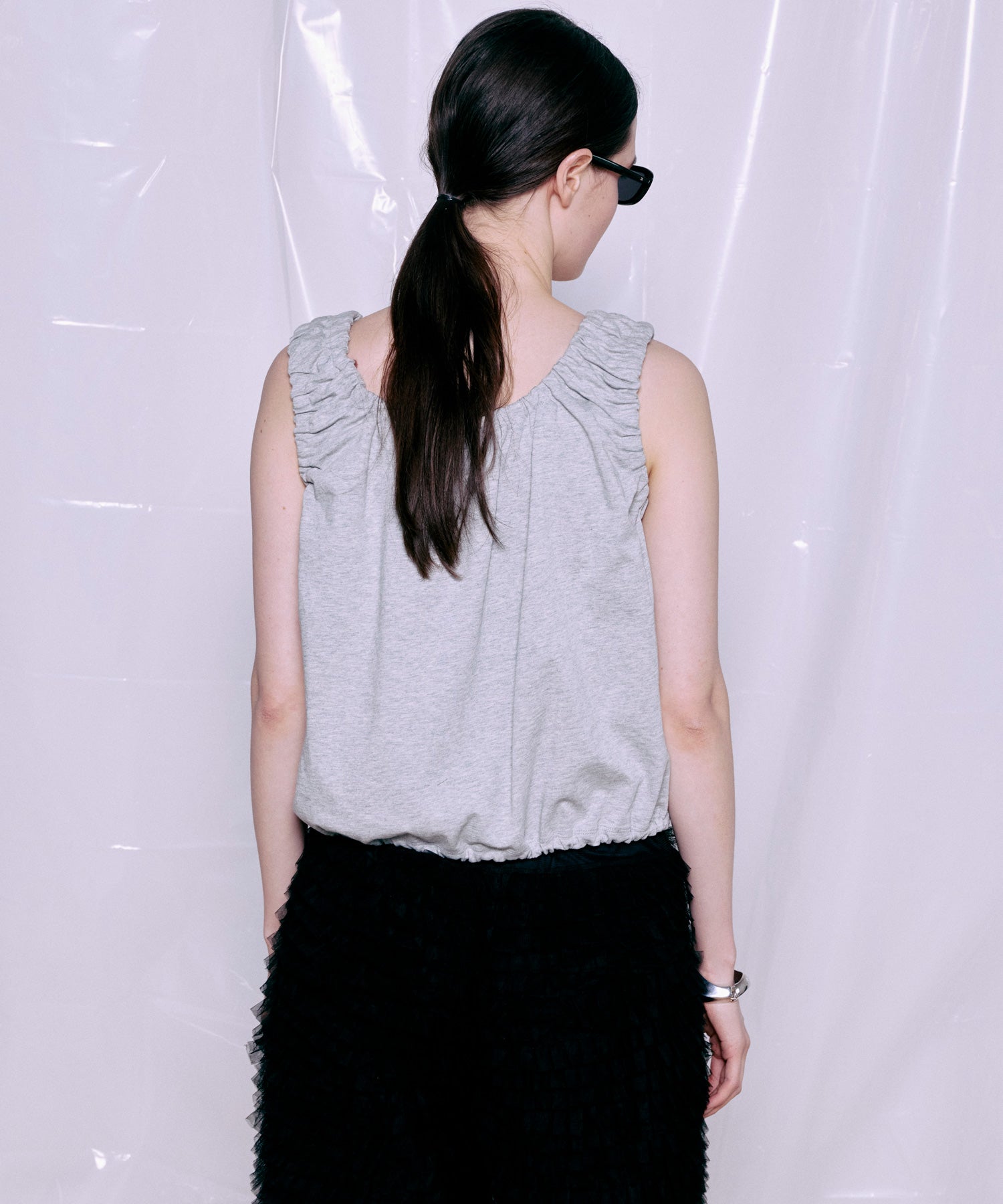 2WAY French Terry Gathered Top