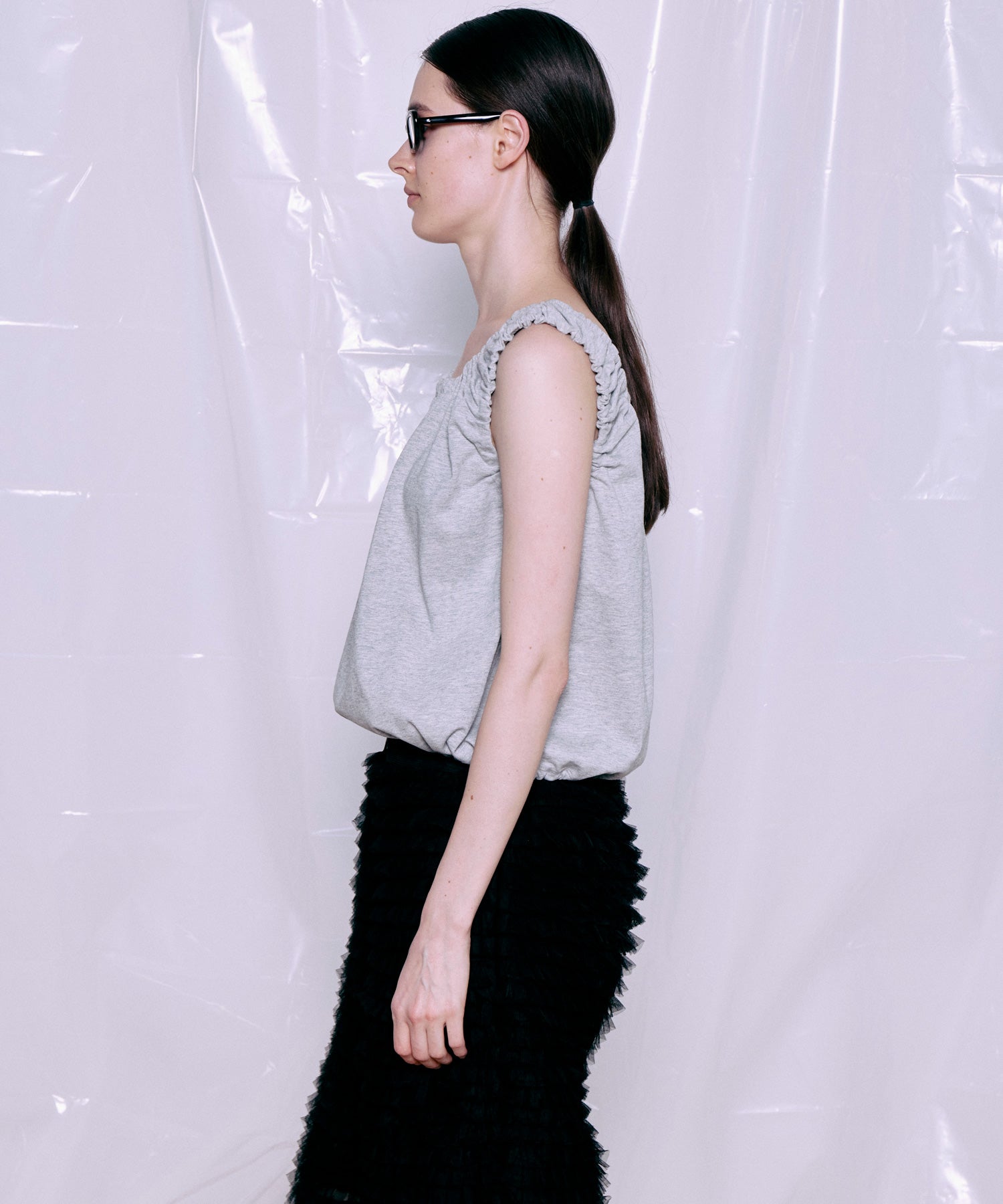 2WAY French Terry Gathered Top
