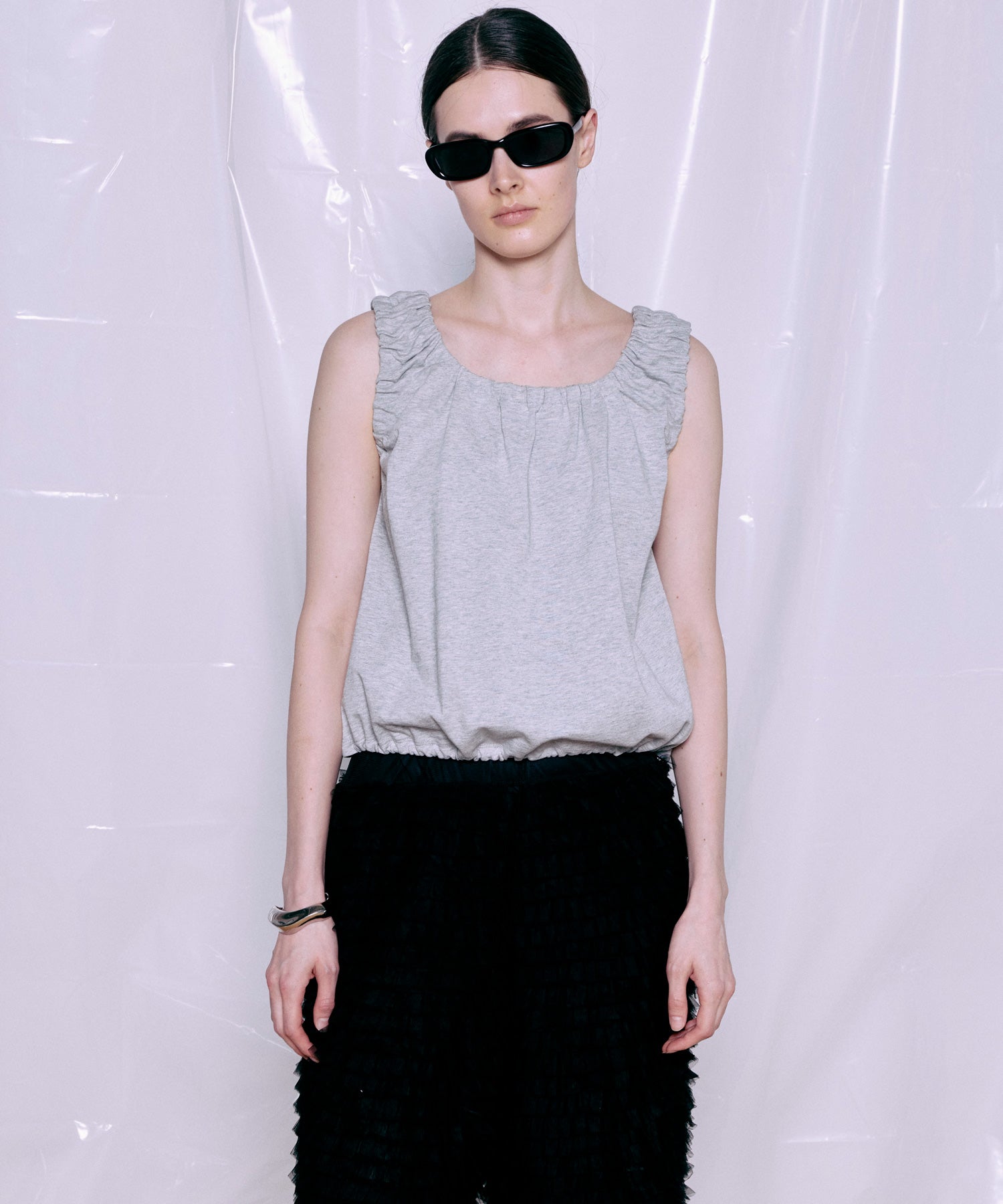 2WAY French Terry Gathered Top