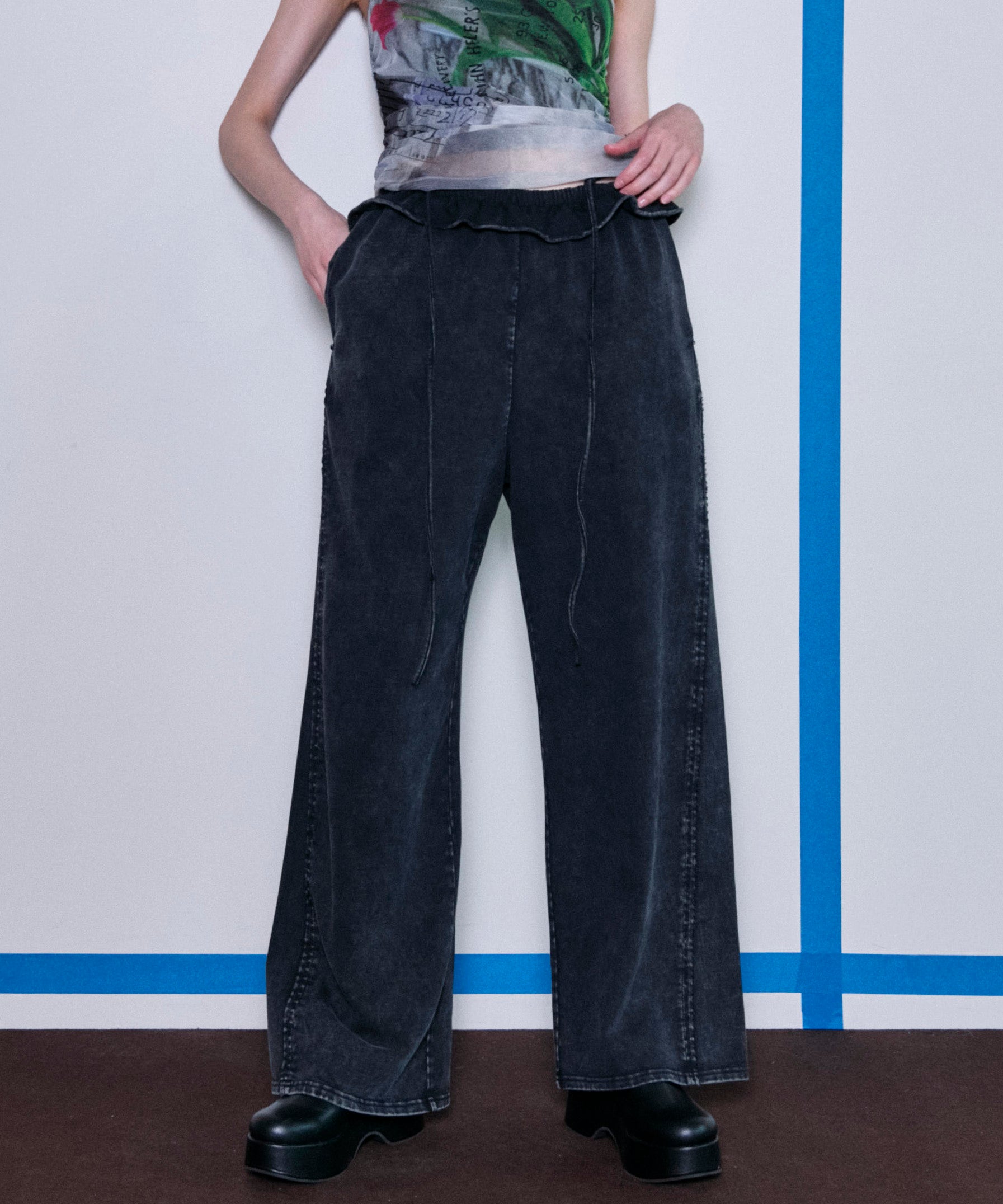SALE】Waist Ruffle Sweatpants