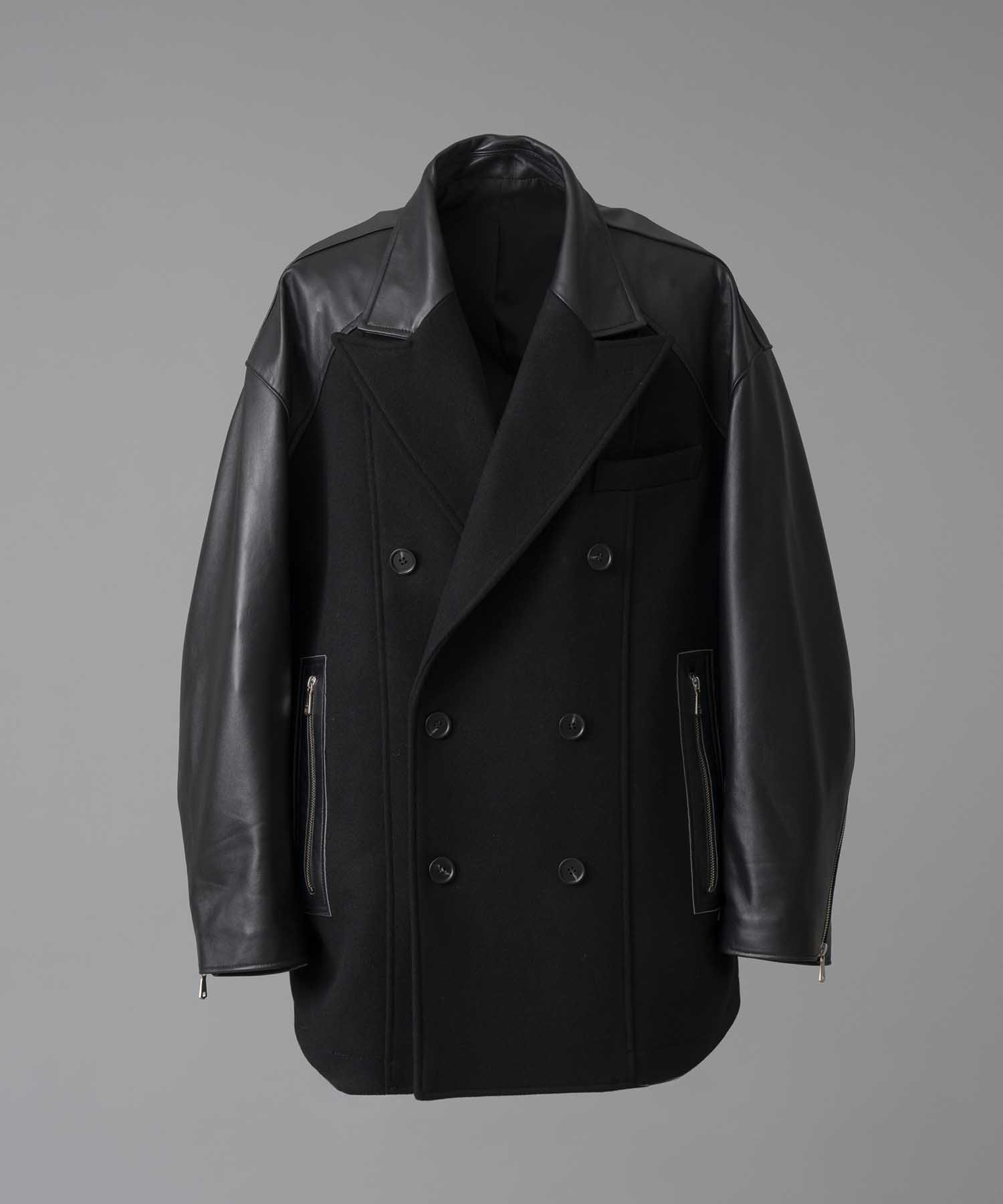 [24AW Pre-Order] Sheep Leather Prime-Over Pea Coat