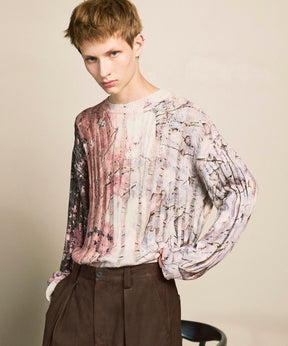 Wall Art Print Damage Knit Pullover