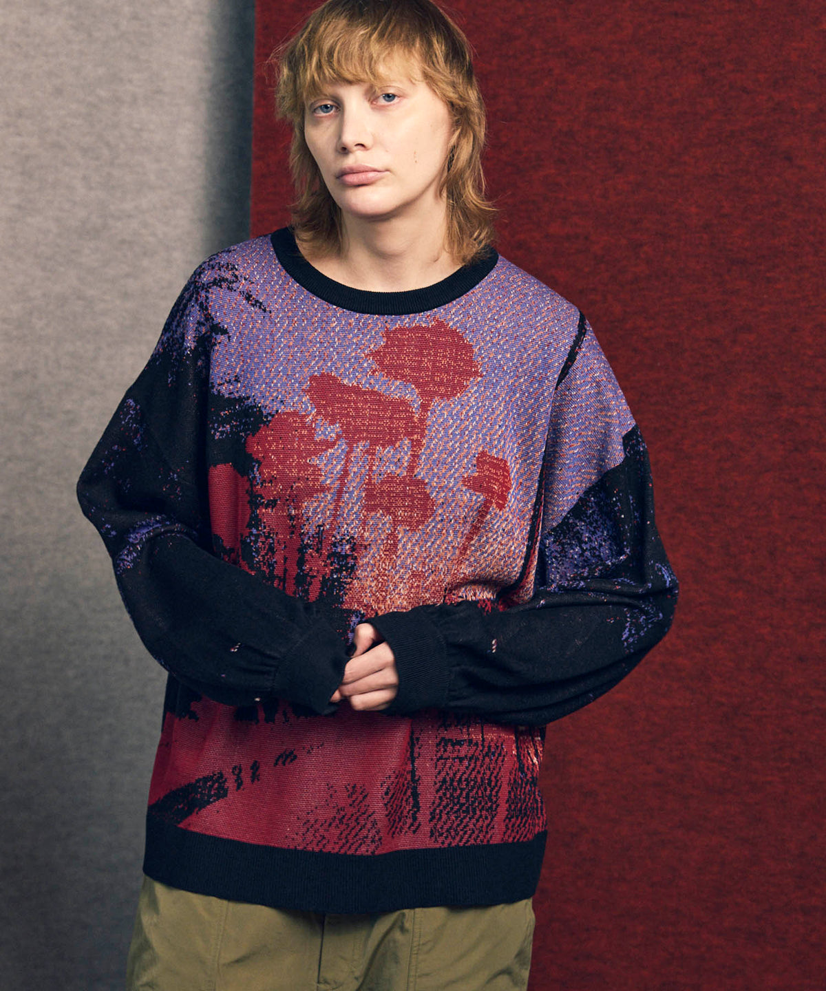 Prime-Over Contemporary Art Crew Neck Knit Pullover