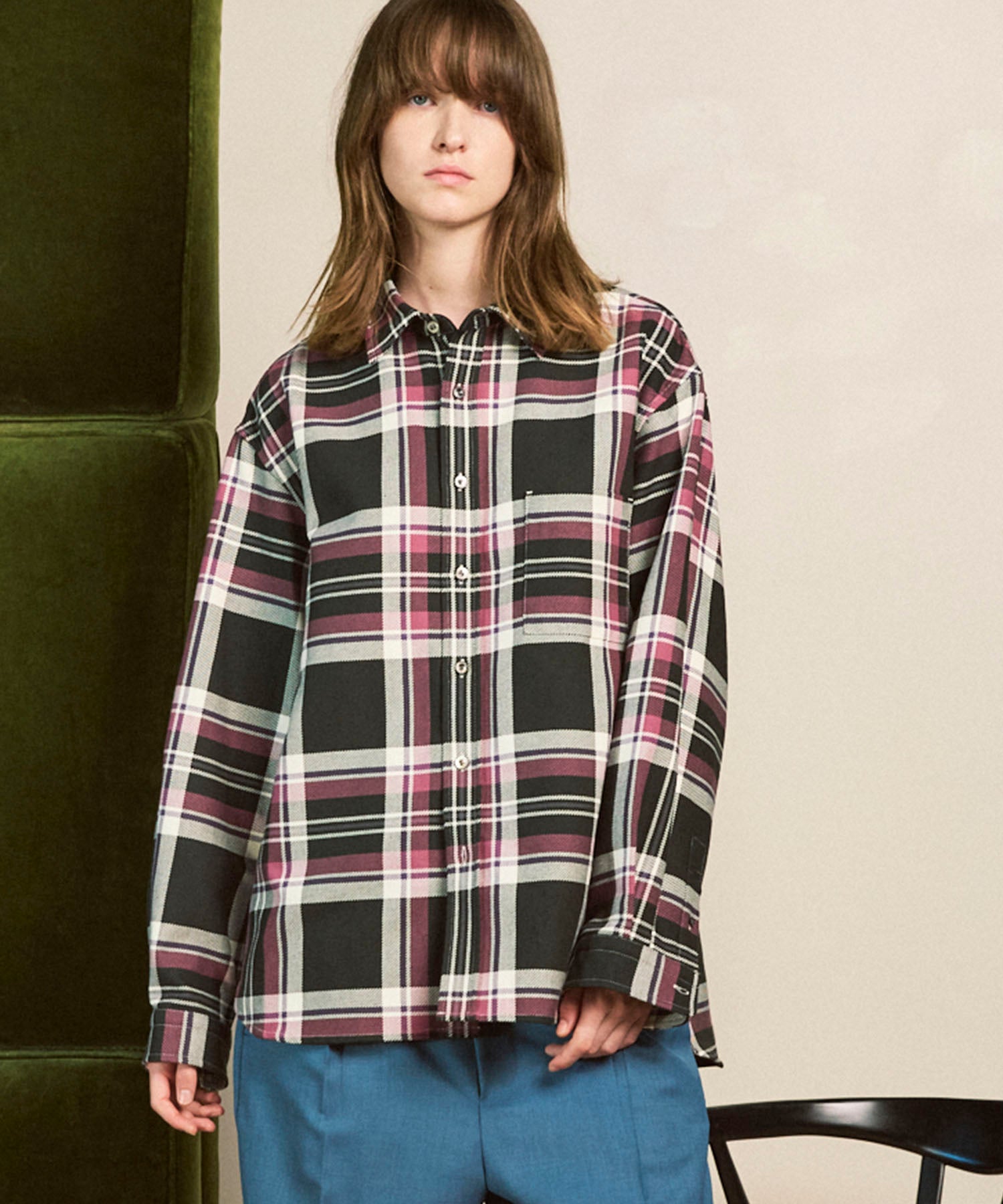 [意大利死库织物]原始的常规领绒布衬衫