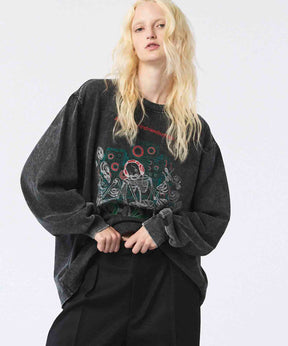 Artist Graphical Embroidery Prime-Over Crew Neck Long Sleeve T-Shirt