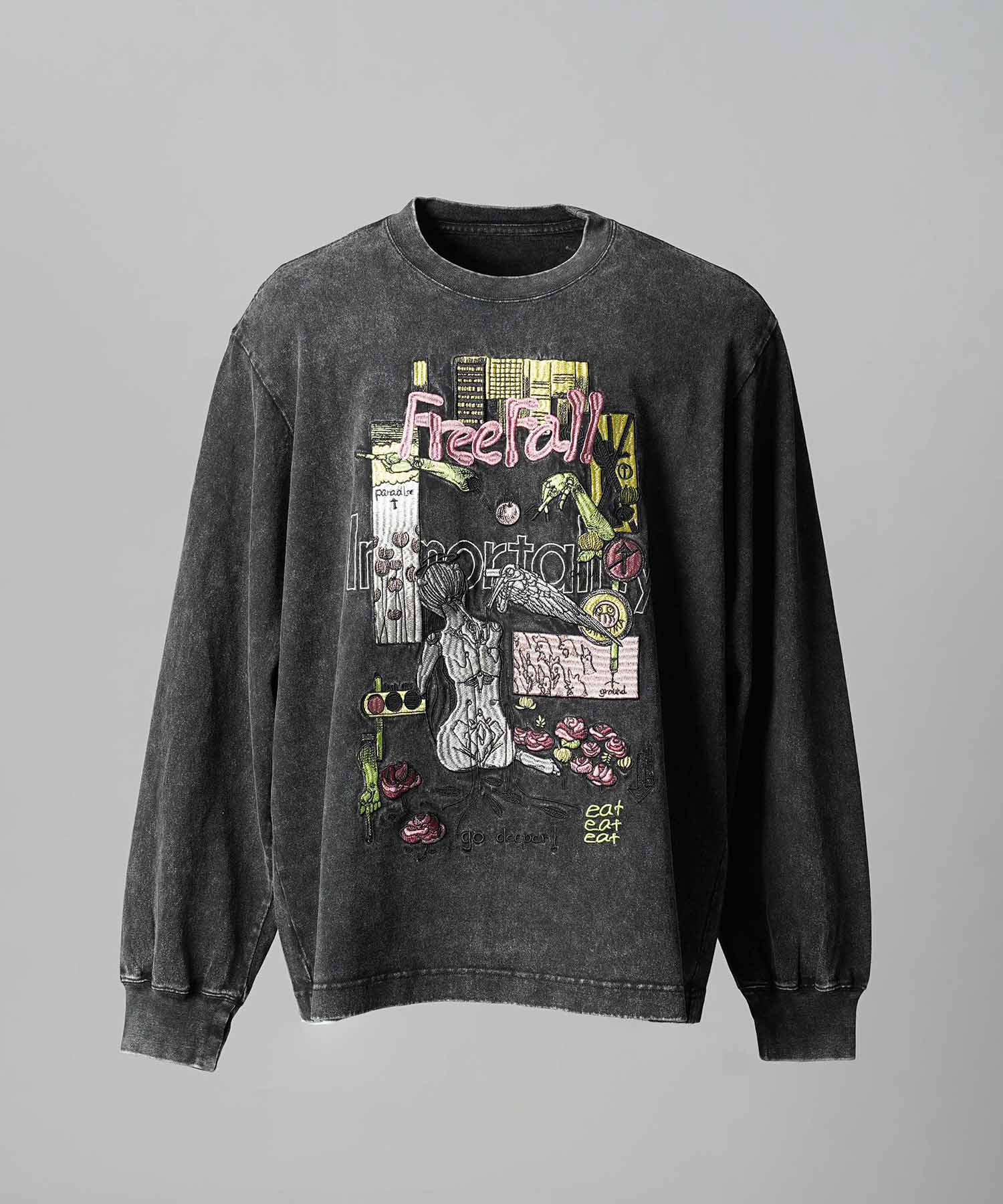 Artist Graphical Embroidery Prime-Over Crew Neck Long Sleeve T-Shirt