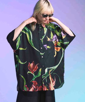 [한정판] 원래 그래픽 프라임-오버 일반 칼라 짧은 슬리브 셔츠