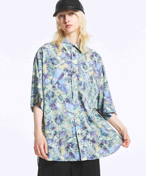 [한정판] 원래 그래픽 프라임-오버 일반 칼라 짧은 슬리브 셔츠