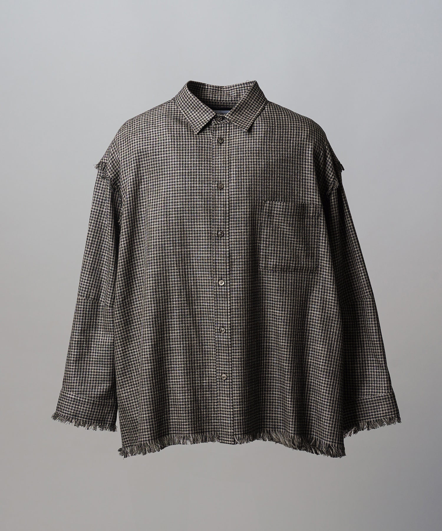 Italian Dead Stock Fabric Prime-Over Regular Collar Heavy-Weight Flannel Shirt Blouson