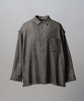 Italian Dead Stock Fabric Prime-Over Regular Collar Heavy-Weight Flannel Shirt Blouson