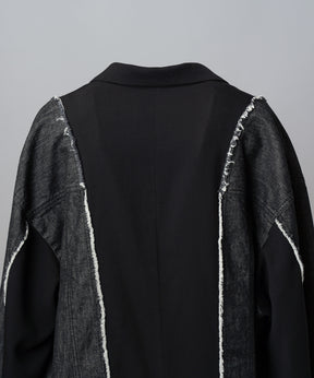 4种颜色Chambray可洗羊毛峰峰双胸夹克