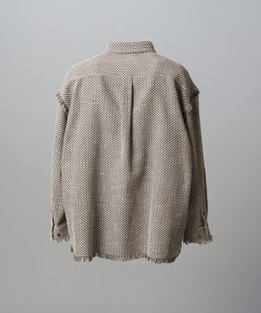 Italian Dead Stock Fabric Prime-Over Regular Collar Heavy-Weight Flannel Shirt Blouson