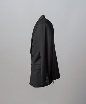 4 Colors Chambray Washable Wool Peaked Lapel Double Breasted Jacket