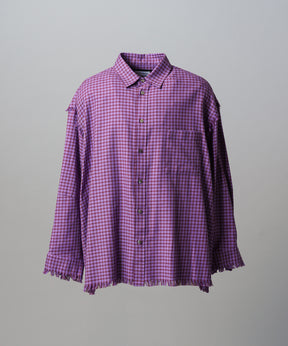 Italian Dead Stock Fabric Prime-Over Regular Collar Heavy-Weight Flannel Shirt Blouson