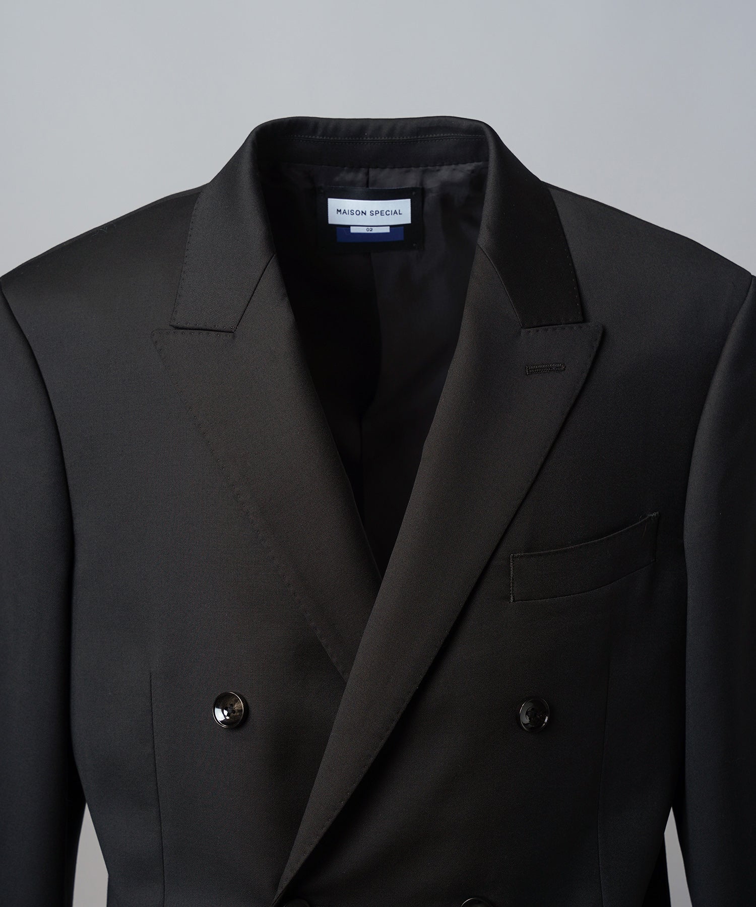 4 Colors Chambray Washable Wool Peaked Lapel Double Breasted Jacket