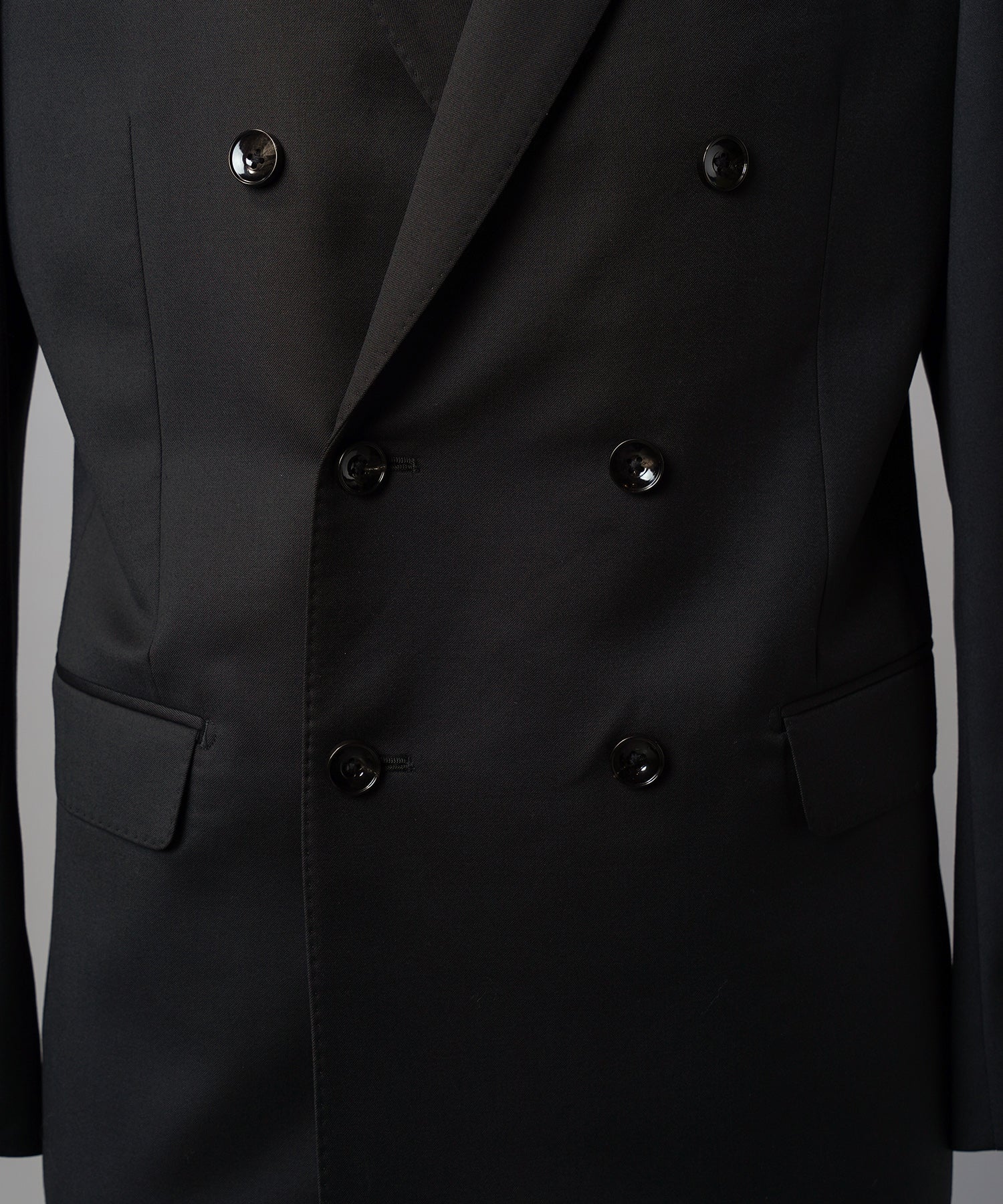 4 Colors Chambray Washable Wool Peaked Lapel Double Breasted Jacket