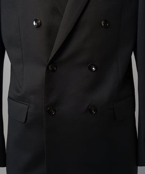 4 Colors Chambray Washable Wool Peaked Lapel Double Breasted Jacket