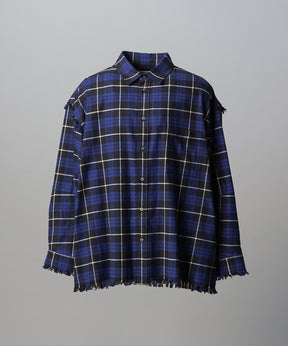 Italian Dead Stock Fabric Prime-Over Regular Collar Heavy-Weight Flannel Shirt Blouson
