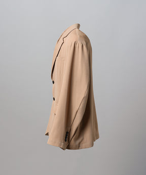 4 Colors Chambray Washable Wool Peaked Lapel Double Breasted Jacket