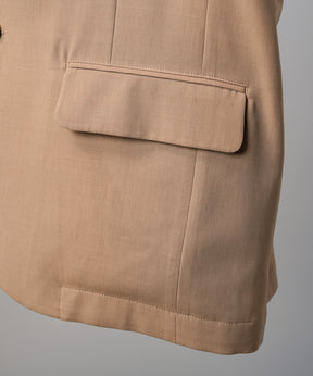 4 Colors Chambray Washable Wool Peaked Lapel Double Breasted Jacket